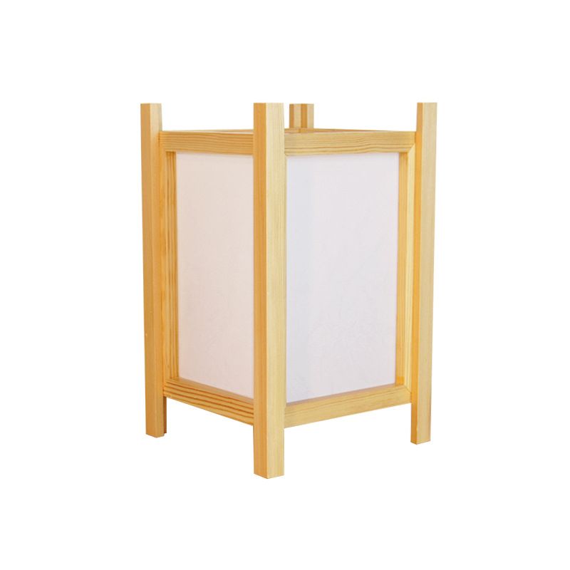 Contemporary 1 Head Desk Light Beige Rectangular Night Table Lamp with Wood Shade