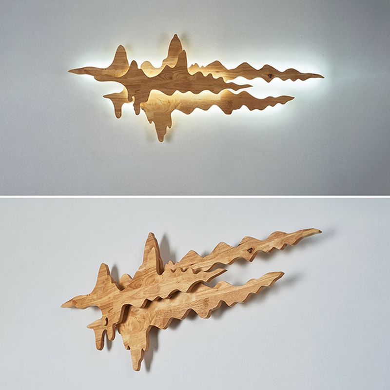 Modern Style Wall Mount Light 1-Light LED Wall Sconce Light with Wooden Shade for Bedroom