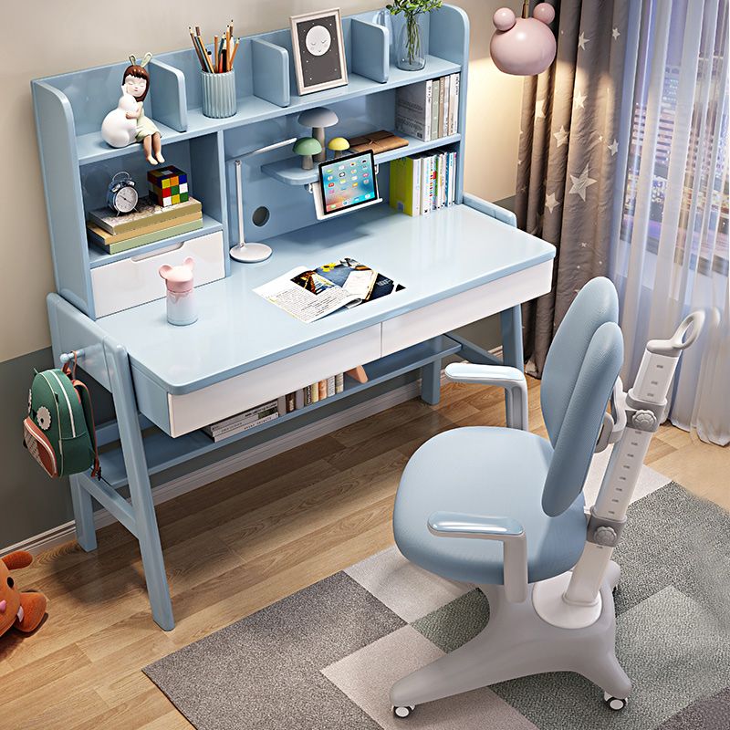 Contemporary Student Desk with Side Storage Hook in Solid Wood