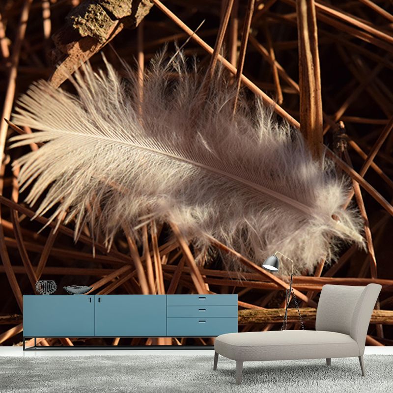Room Wall Mural Wallpaper Modern Bird Feather Mildew Resistant Wall Decor