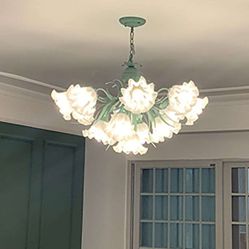 American Glass Chandelier Multi Head Hanging Light for Bedroom Dining Room