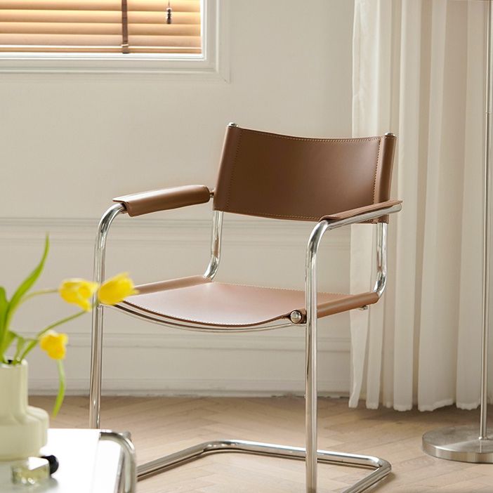 Industrial Arm Chair Modern Leather Indoor Dining Chair for Home