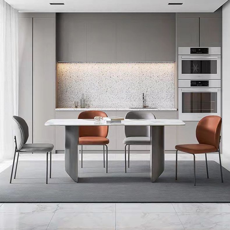 Silla lateral casera contemporánea Silla de comedor tapizada con patas de metal Wingback
