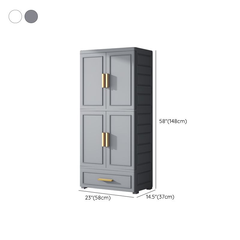 Plastic Wardrobe Cabinet with Drawer Modern Hinged Wardrobe Closet
