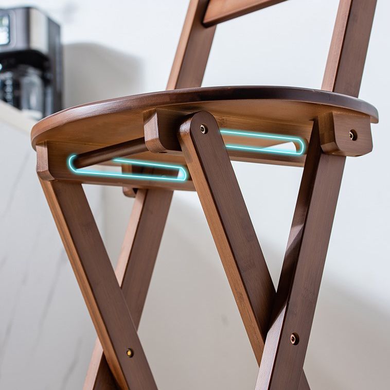 Modern Design Low Back Round Bar Stools for Home Solid Wood Bar Stool with Wood Seat