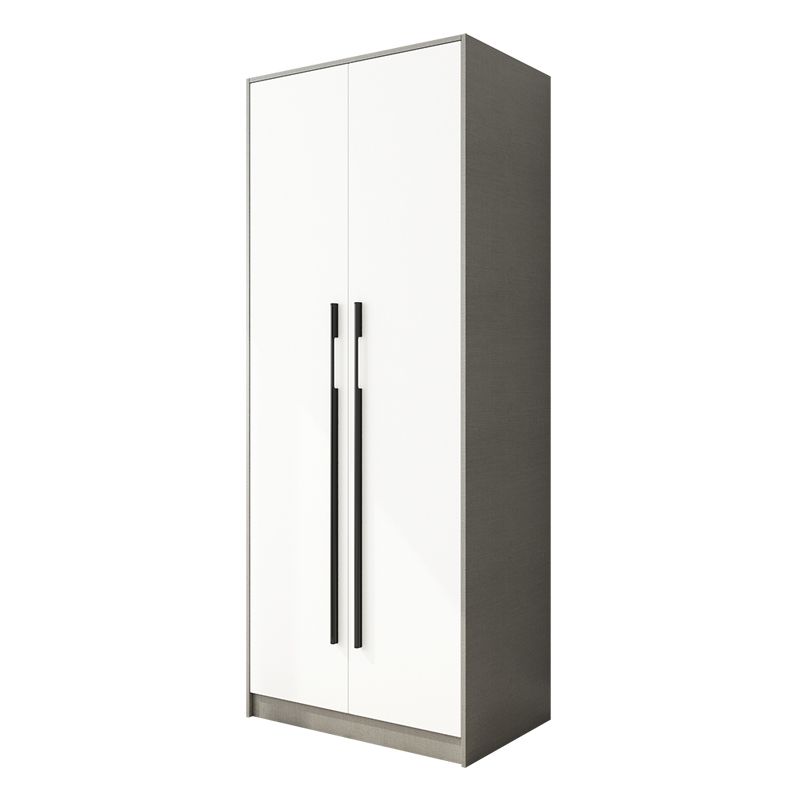 Engineered Wood Wardrobe Armoire Modern Home Wardrobe Cabinet with Solid Wood Clothing Rod