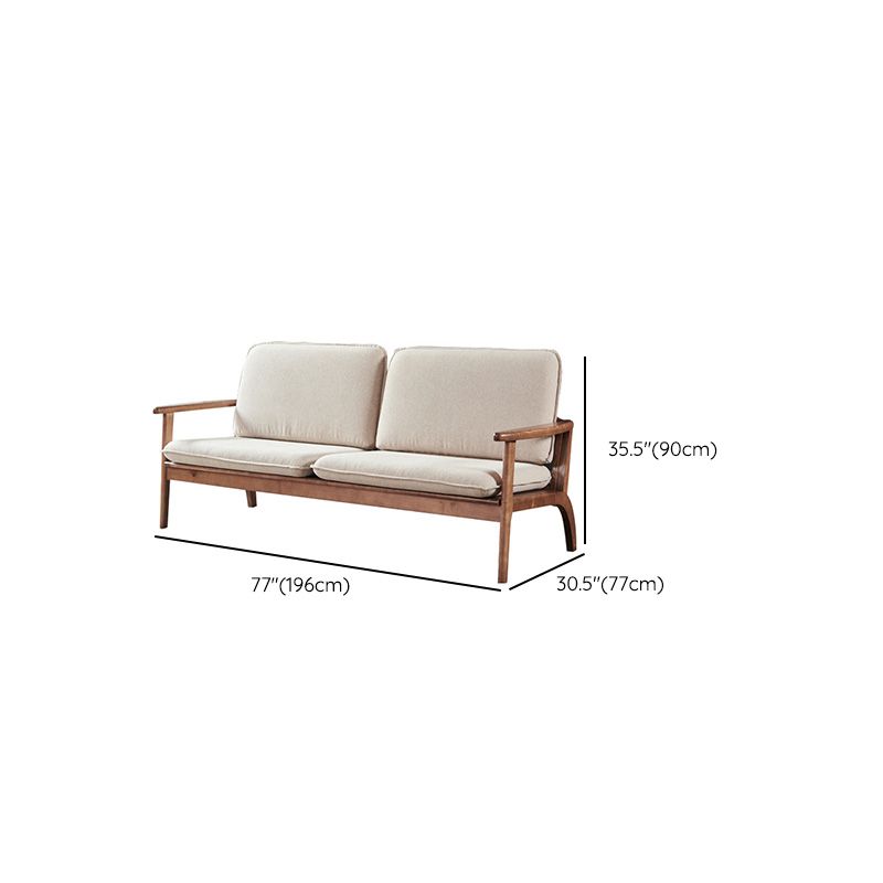 Fabric Sofa in Wooden with Wood Arm Contemporary Living Room Seating
