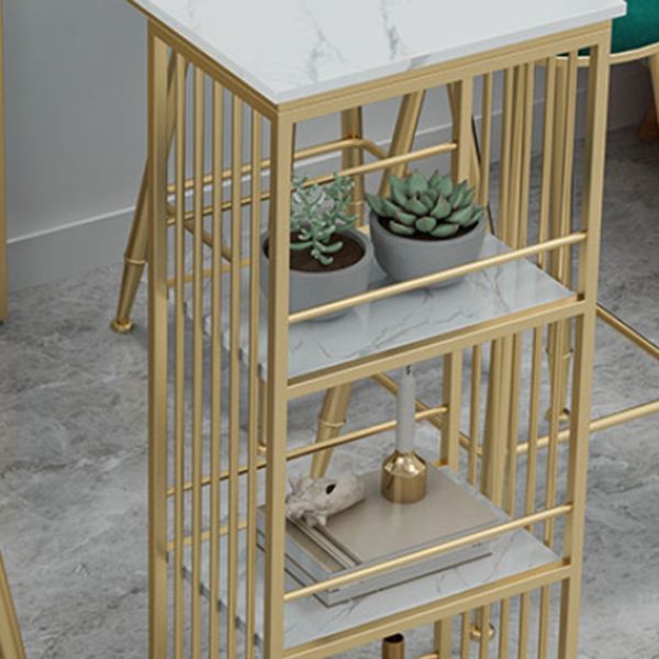 Table à manger Glam White Marble Bar Rectangle Table du bistrot intérieur avec étagère