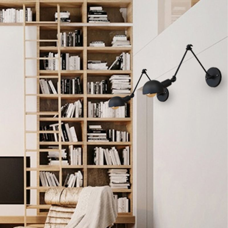 Industrial Style Metal Wall Light Long Arm Black Wall Sconce for Living Room