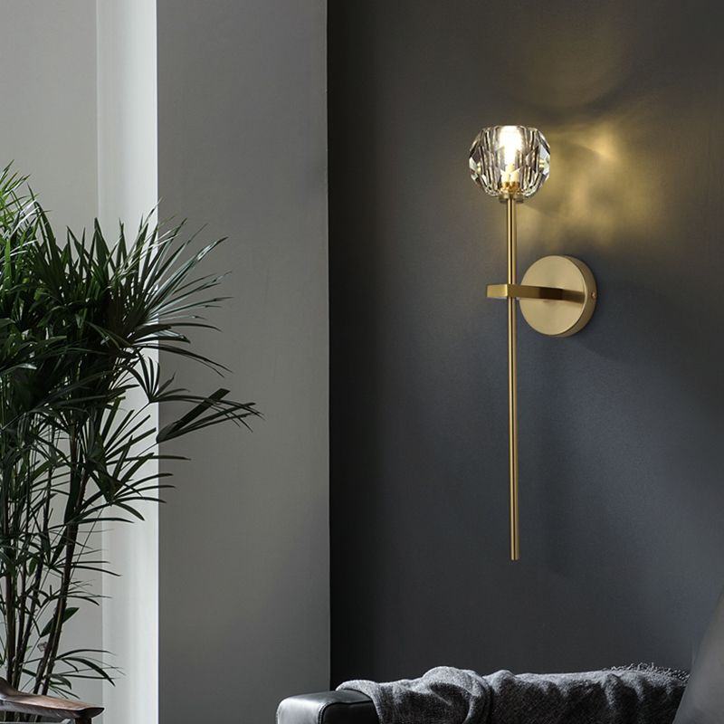 Gold Crystal Wall Lamp in Modern Luxury Style Copper Globe Wall Sconce for Bedroom