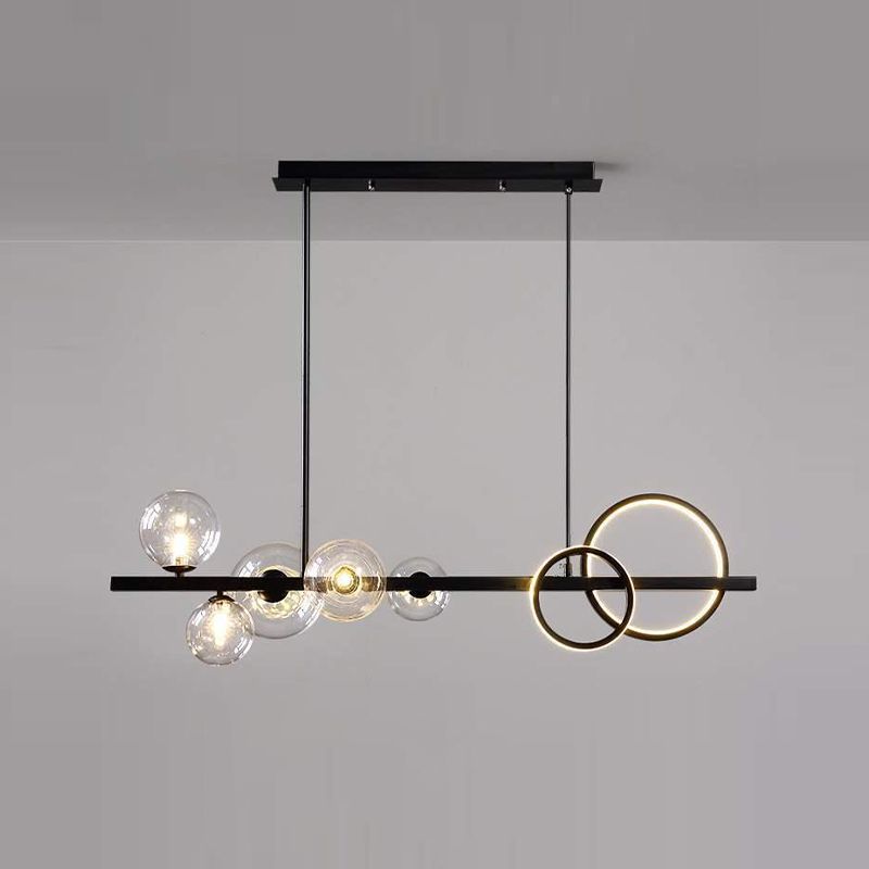 Black 7-Light Modernism Ceiling Light LED Kitchen Island Lighting for Foyer