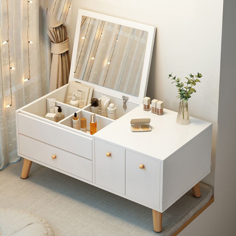 Scandinavian 1-Drawer Wooden Flip-top Dressing Vanity Make-up Table