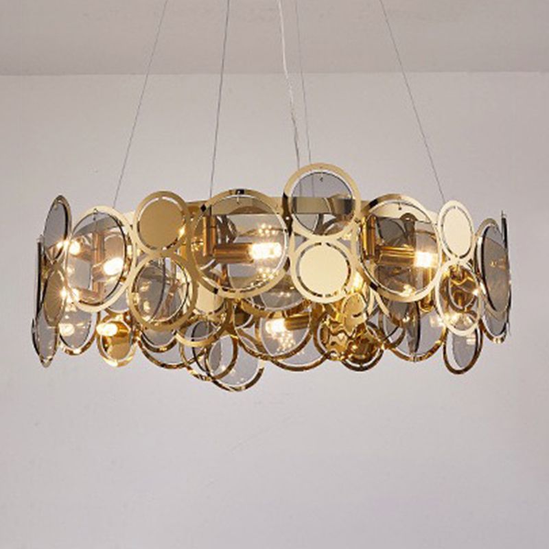 Contemporary Simple LED Chandelier Glass Geometric Pendant Light for Living Room