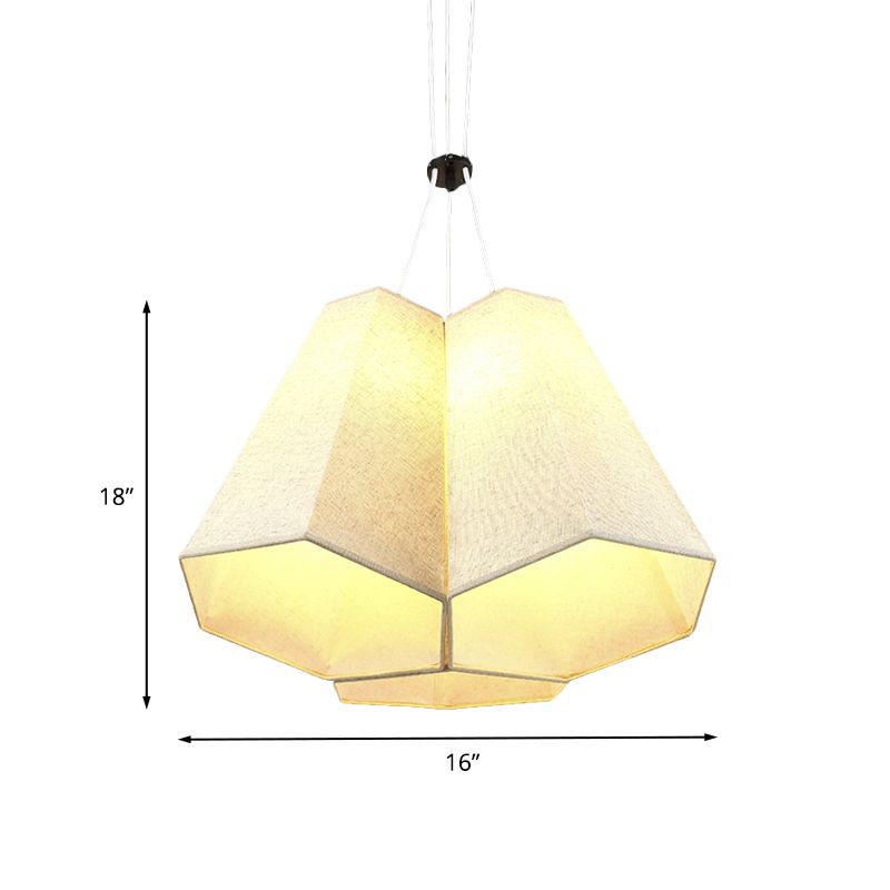 Witte zeshoek piramide druppel hanger modern 3 bollen stof multi -licht plafondlicht