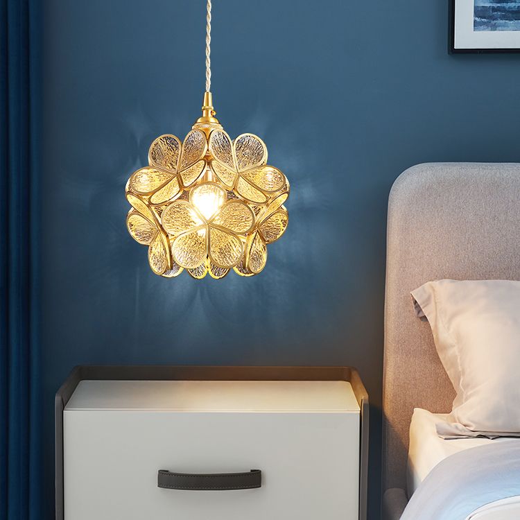 Verre Sphérique Shade Hanging Lights Modern Style 1 Tête Hanging Mount Fixture For Dining Room