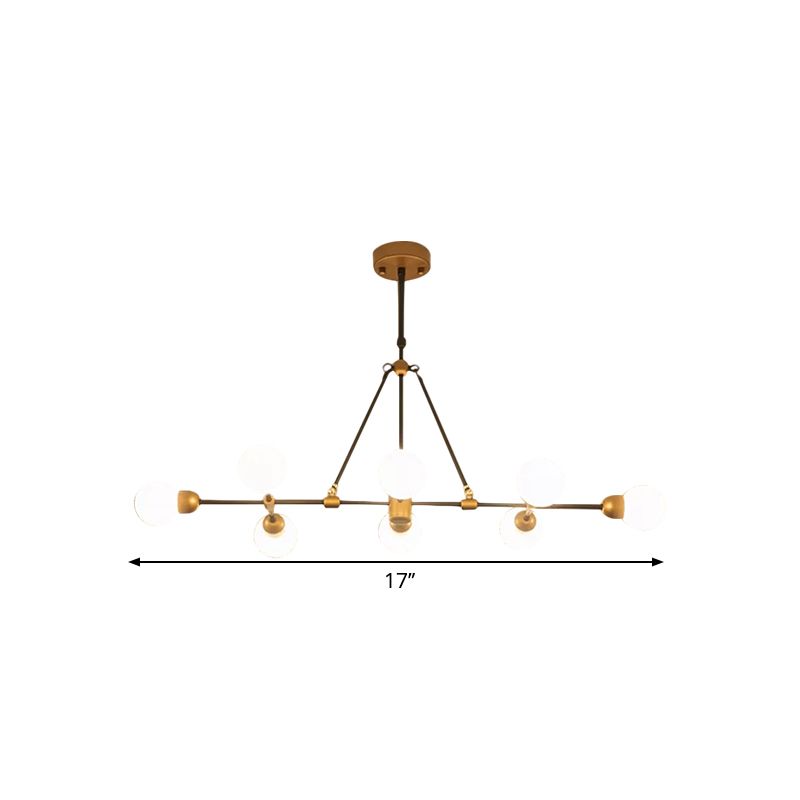 Luz de la isla de acabado de latón después de la lámpara colgante de metal de 8 luces de tono orbe para el comedor