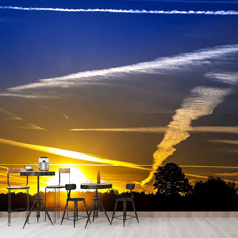 Cloud Sky Contemporary Sky Wall Mural Mildew Resistant Wallpaper for Bedroom