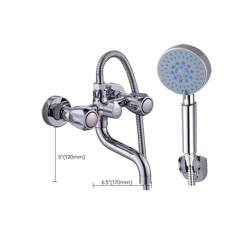 Chrome Bath Faucet Trim Wall Mounted Swivel Spout with Handheld Shower