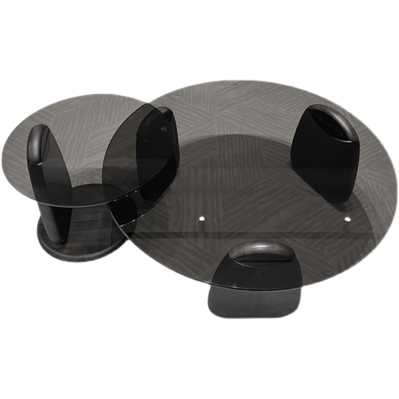 3 Legs Coffee Cocktail Table with Round Glass Top Contemporary
