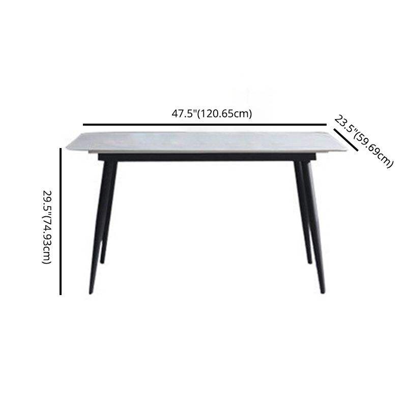 Tavolo da pranzo in pietra sinterizzato in stile glam con tavolo di altezza standard a forma di rettangolo per uso domestico