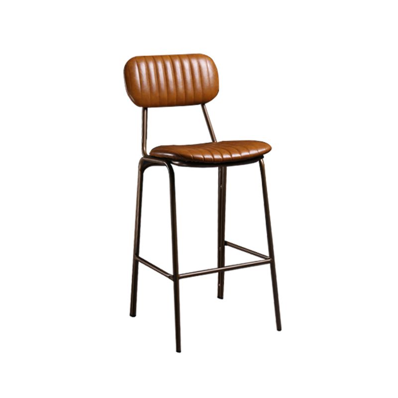 Industrial Leather Metal Counter Stools Low Back Bar Stools with 4 Legs