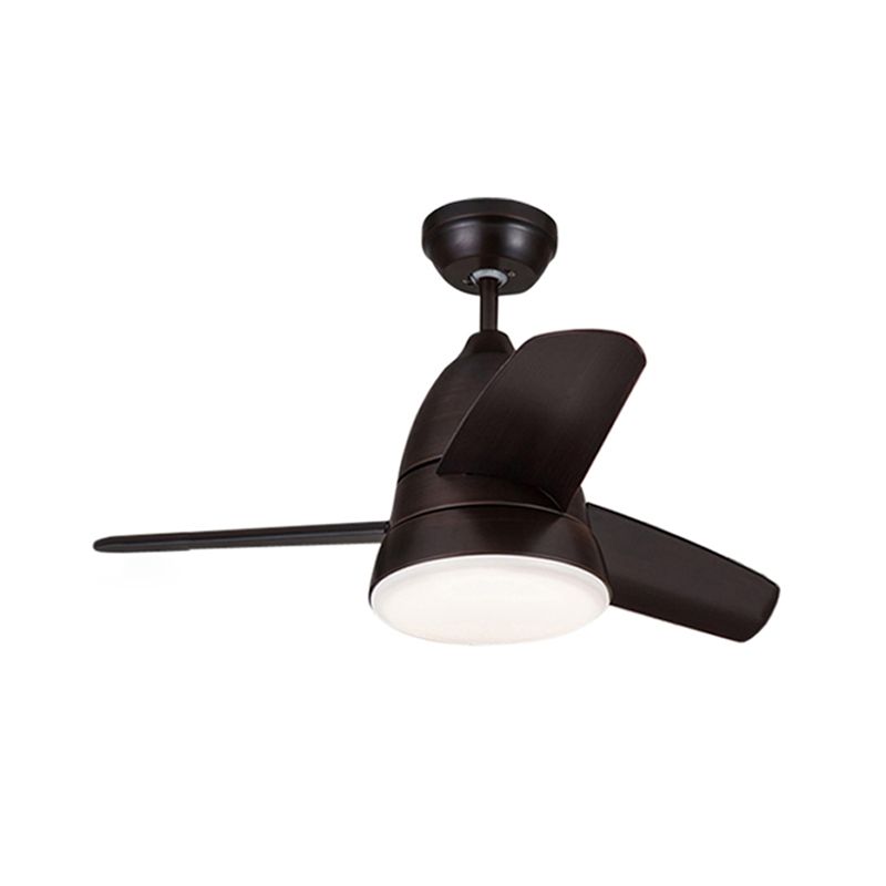 Lámpara de ventilador de techo de círculo de metal niños 1 claro negro/blanco/rosa 3 cuchillas Luz de semi descarga para sala de estar, 36 "de ancho