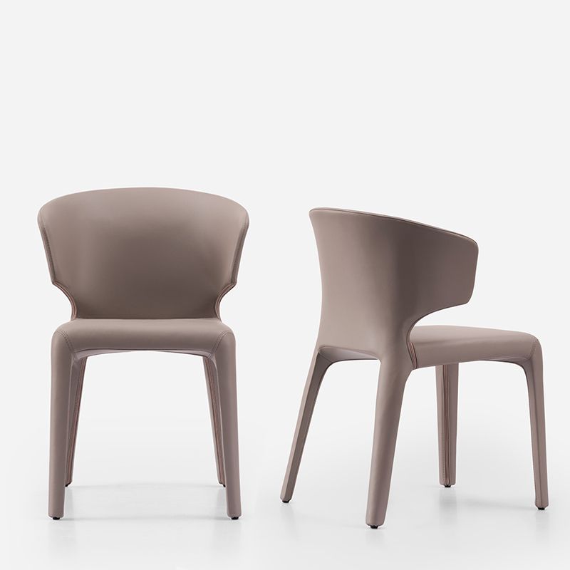 Chaise de salle à manger avec accoudoirs de style design, finition mate, avec dossier à oreilles (Ensemble de 2)