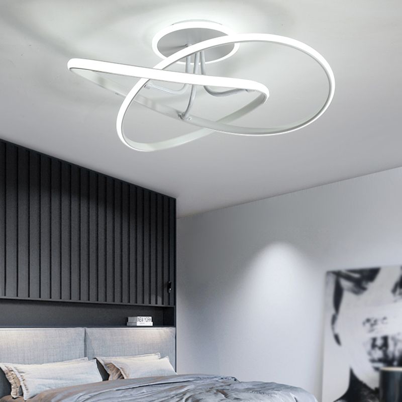 Modern Style Linear Shade Ceiling Light Metal 2 Headed Ceiling Light for Dining Room