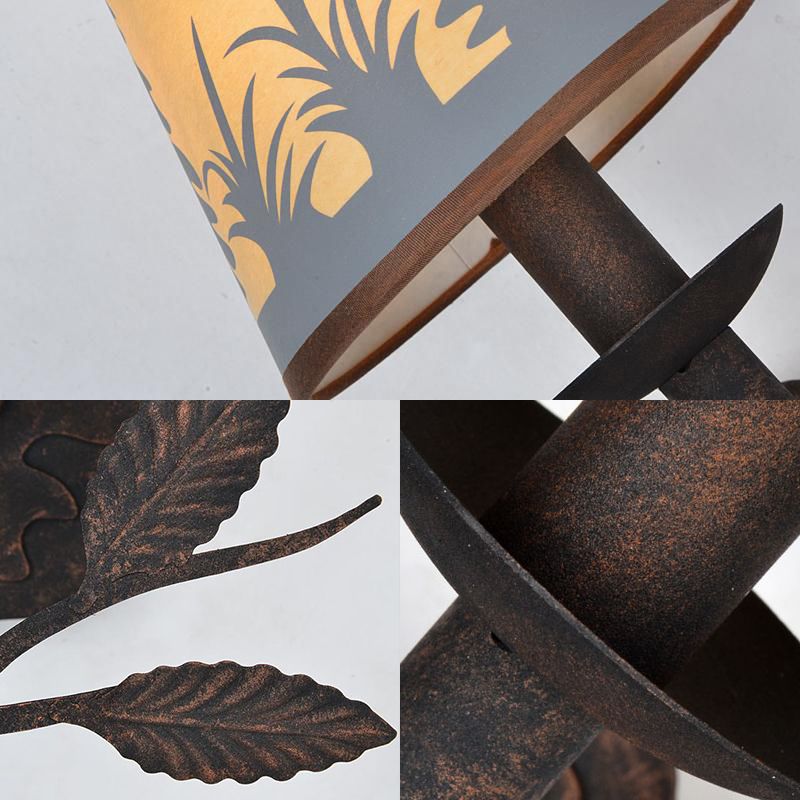 Éclairage mural country mural country à la lampe à 1 lumière avec une teinte en tissu jaune