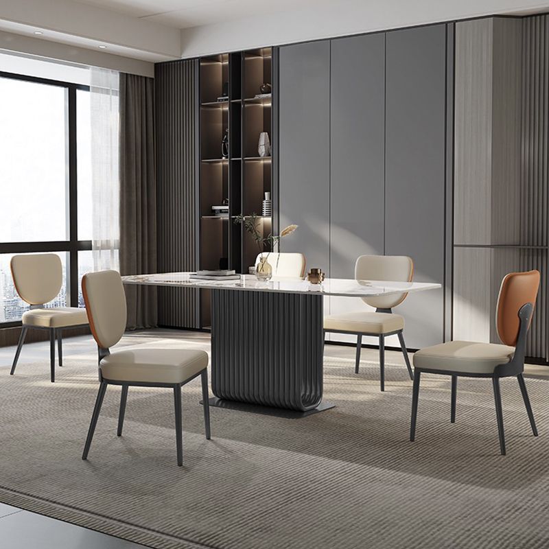 Stainless Steel Legs Dining Chairs Armless Open Back Side Chair