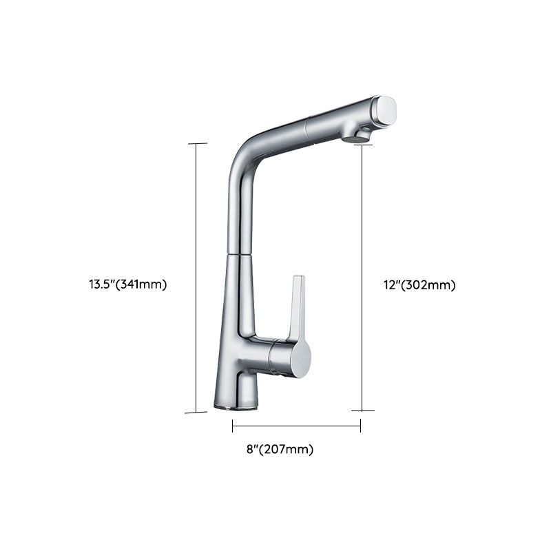 Modern Style Bar Faucet Copper Lever Handle Pull Down Gooseneck Bar Faucet