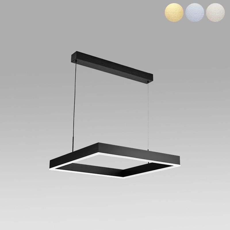 Modern Style Black Chandelier Lighting Fixtures Aluminium Multiple Squares Ceiling Lamp