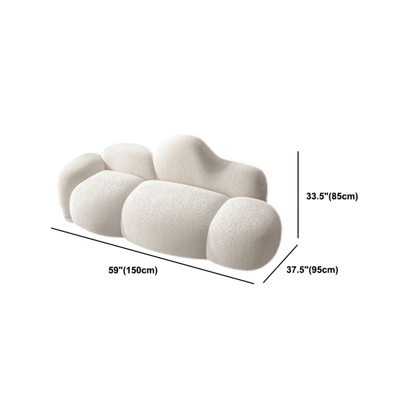 White Wool Curved Sofa Modern 37.40" High Square Arm Sofa for Apartment