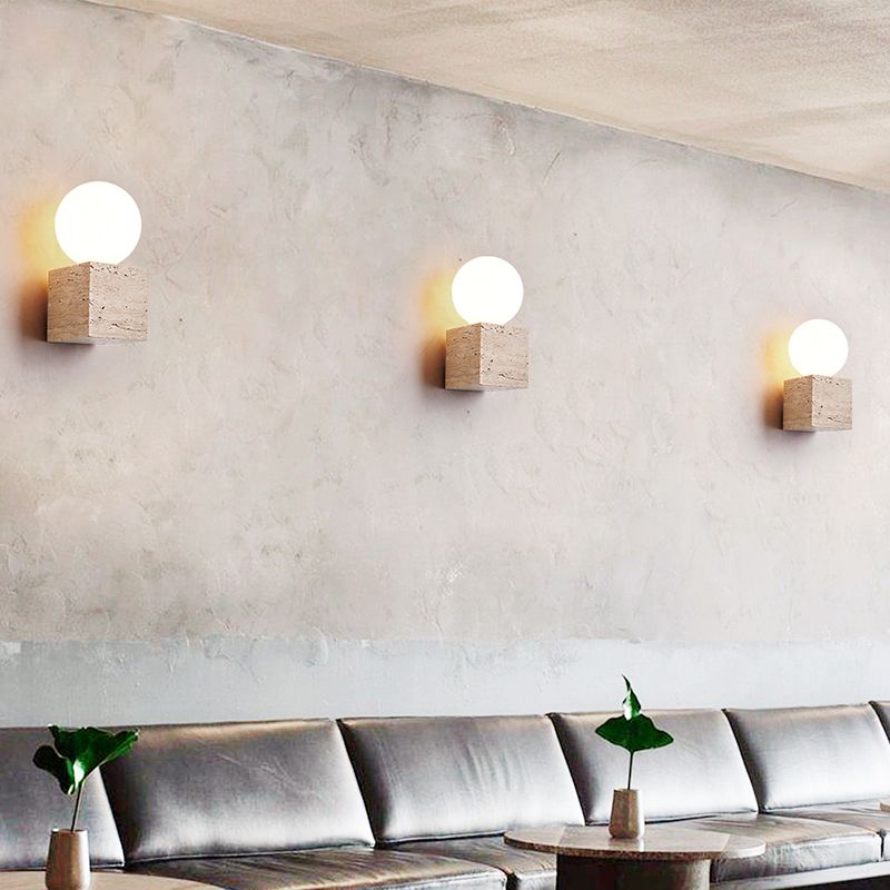 Contemporary White Shade Wall Sconce Lighting Glass Shade Wall Lamp for Bedroom