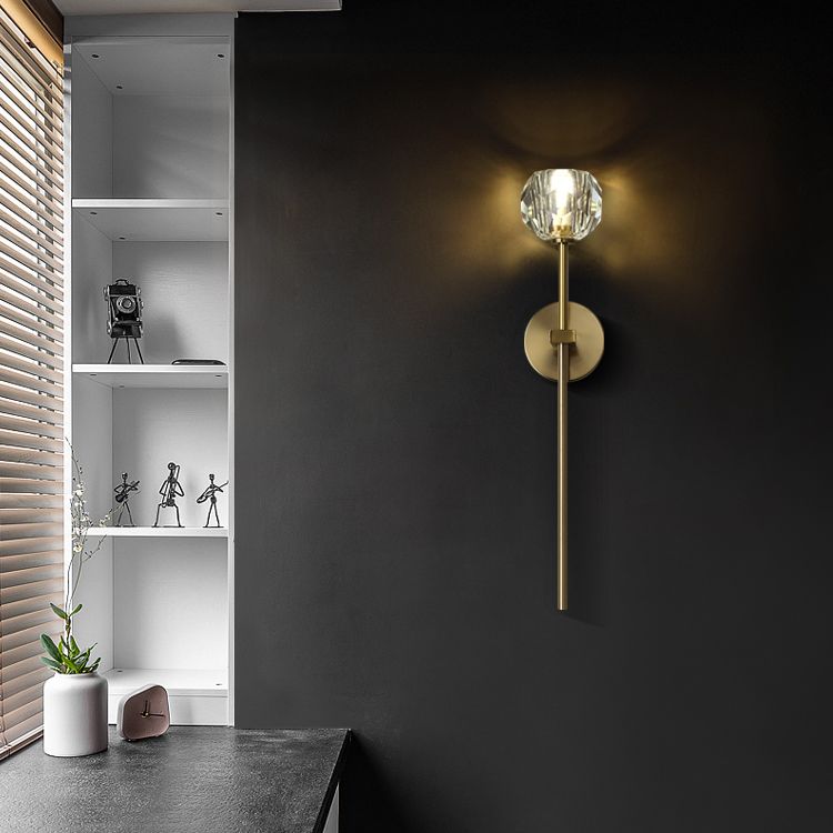 Gold Crystal Wall Lamp in Modern Luxury Style Copper Globe Wall Sconce for Bedroom