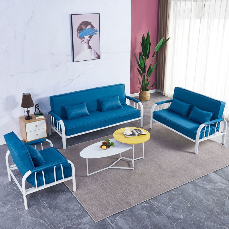 Linen Contemporary Square Arm Sleeper Sofa Washable Convertible Sofa