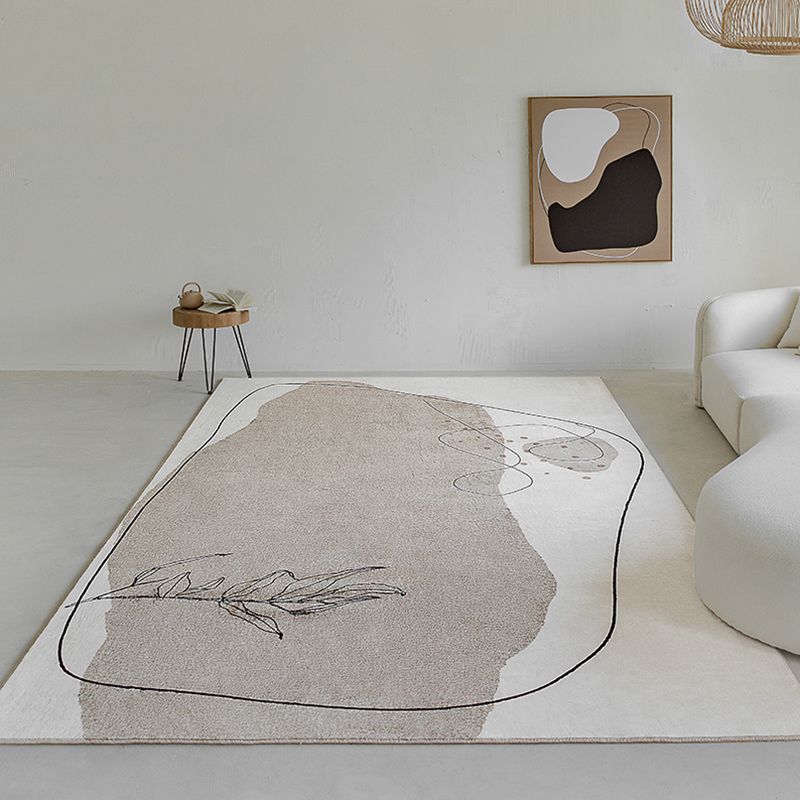 Light Brown Modern Rug Blending Color Piece Rug Non-Slip Backing Rug for Home Decoration