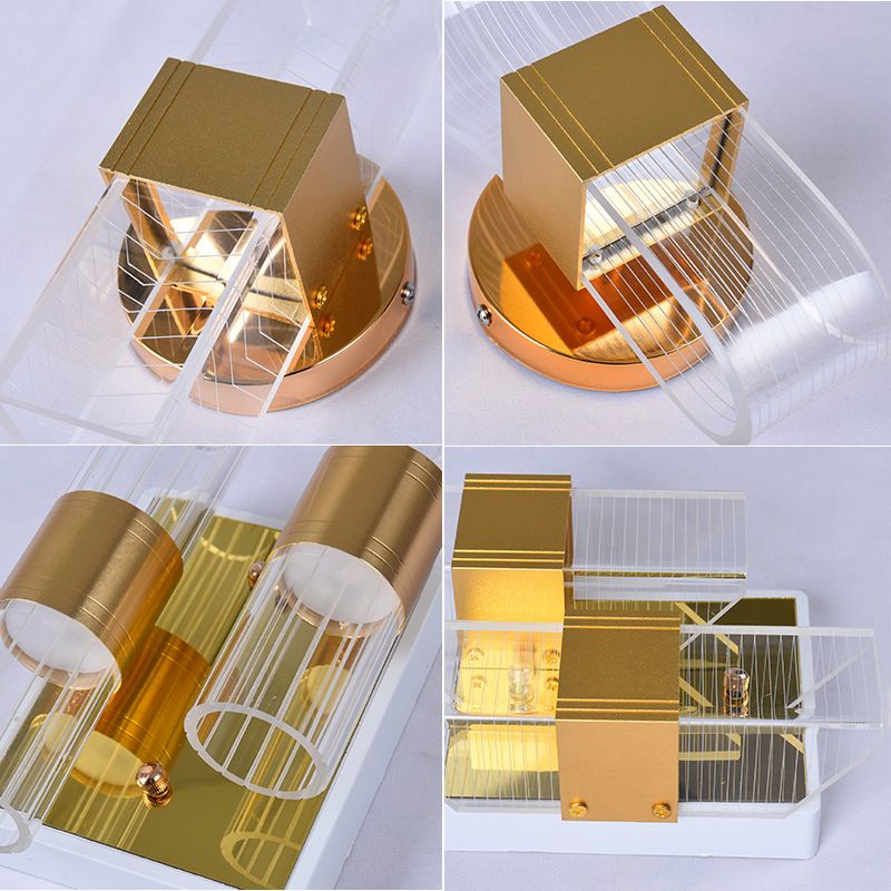 Geometrische Wandleuchten moderne Wandlampe Metall 2 Lichtwandleuchte in Gold