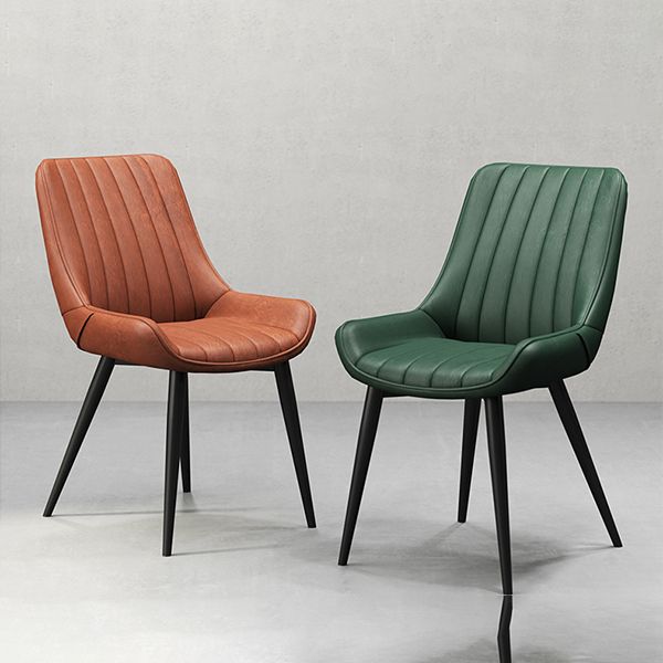 Metal Frame Dining Side Chair Faux Leather Upholstered Side Chair