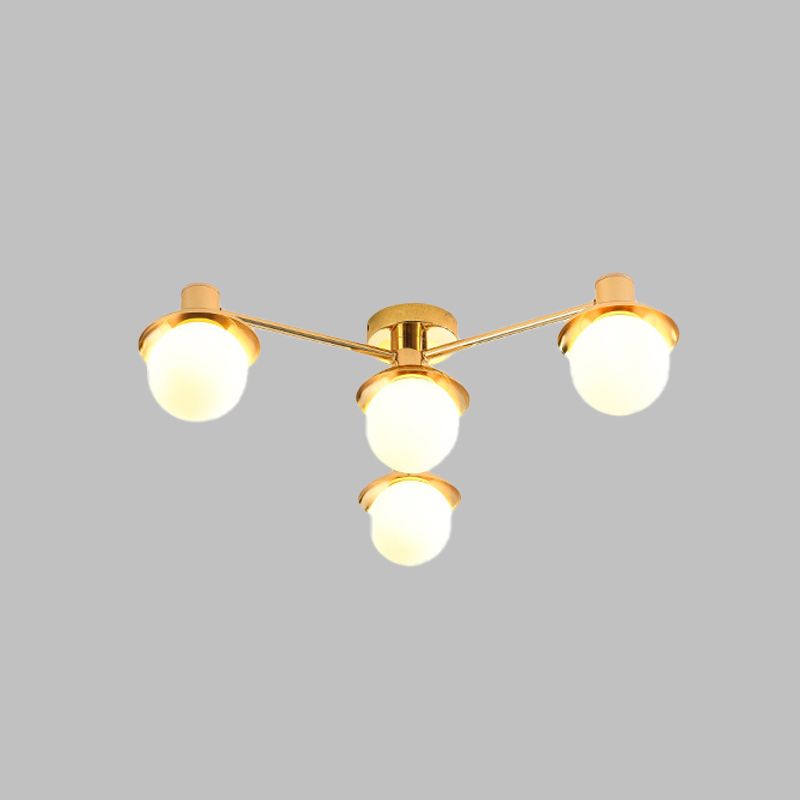Luz Modernadora de metal radial de 4 luces de acabado de latón de bronce para dormitorio