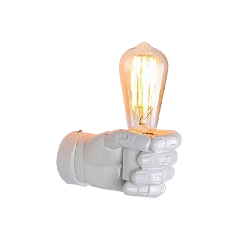 Schwarz/Weiß Bare Lampenleuchte Licht mit Handform Basis Vintage Stil Holz 1 Leichte Restaurant Wandlampe