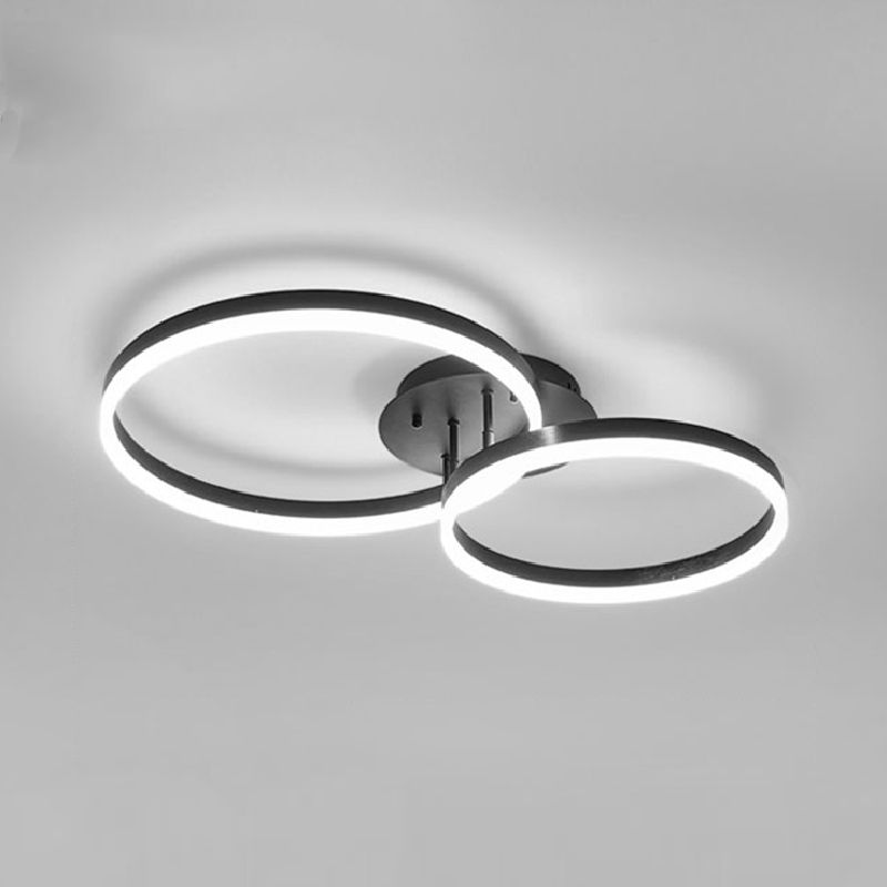 LED Circle 2 / 3 - Light Semi Flush Mount Metal and Acrylic Black Ceiling Semi Flush