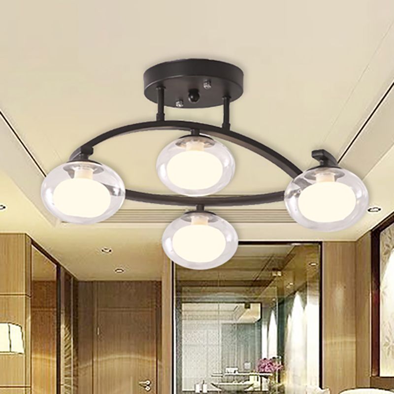 Mont semi-plafond du bras Twist avec une teinte ovale lampe au plafond en métal contemporain pour le café