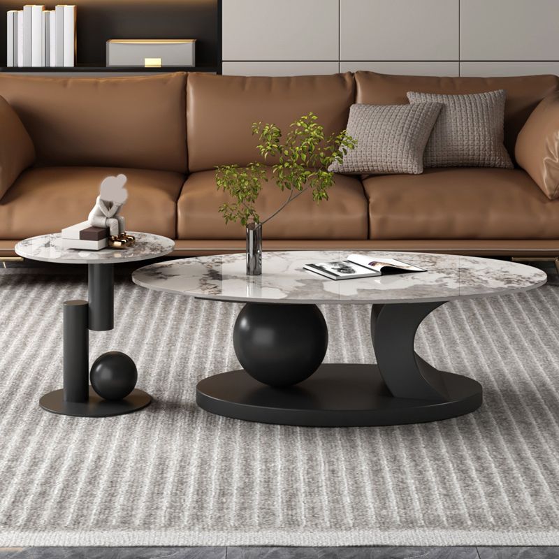 Glam Abstracts Coffee Cocktail Table Oval Cocktail Table for Home