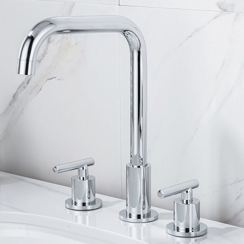 High-Arc Sink Faucet 3 Hole Lever Handle Bathroom Faucet with Water Hose