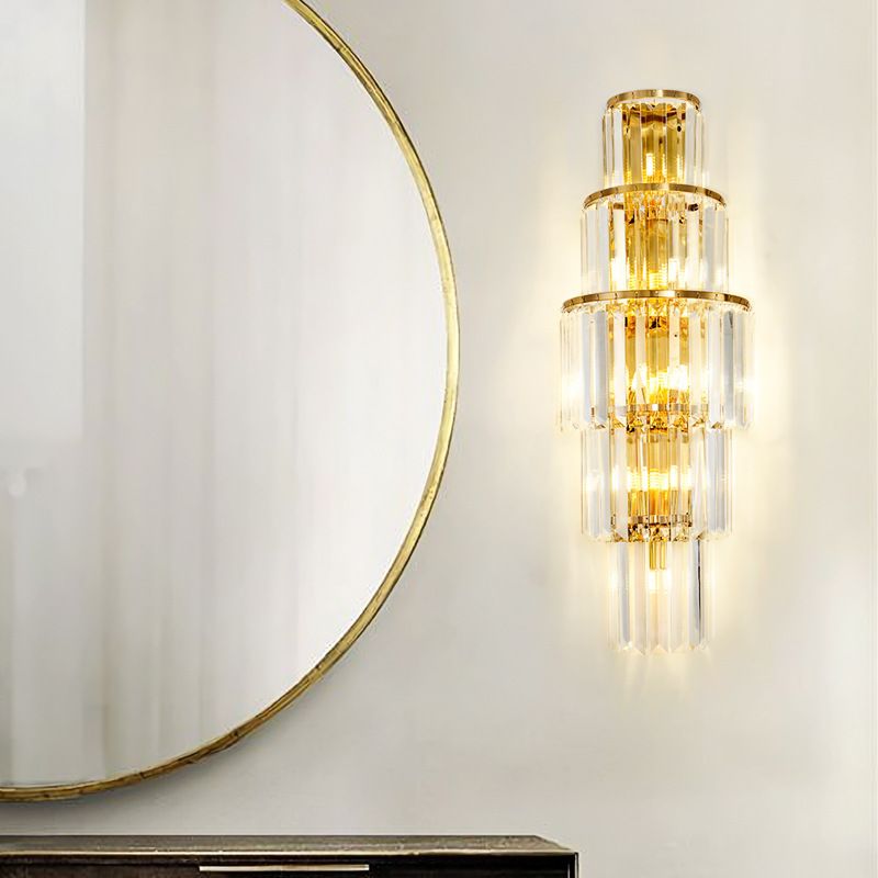 Kristallgeschichtetes Wandleuchten moderner Stil mit mehreren Lichtern Wand montierte Lampen