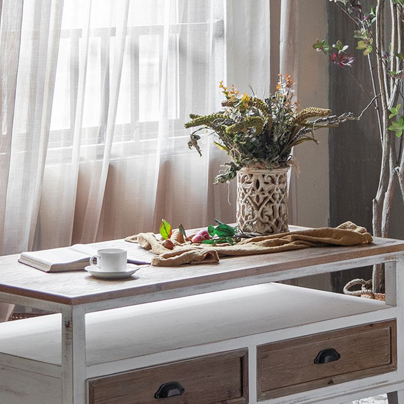 Rectangular Wood Cabinet Industrial Accent Chest in Distressed White