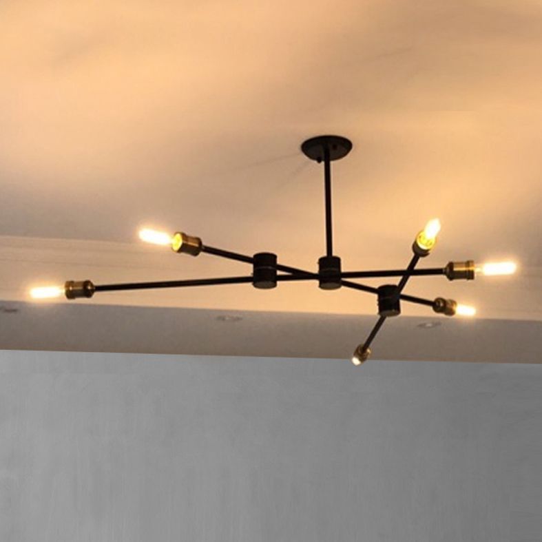 Nordic Style Metal Chandelier Branch Black Pendant Lamps for Living Room