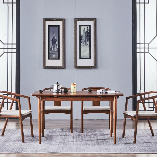 Silla de comedor tradicional para uso doméstico Silla de comedor con respaldo abierto de madera con brazo