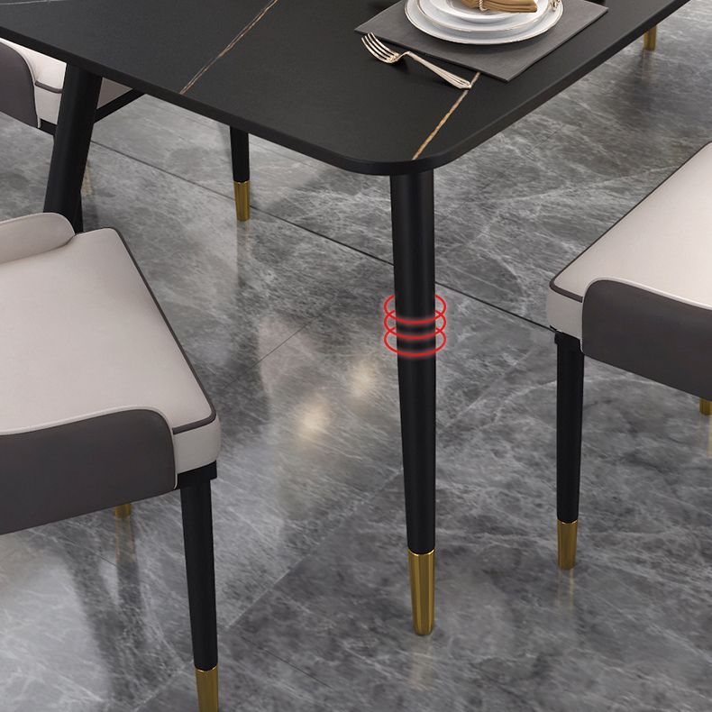 Industrial Sintered Stone Table for Restaurant Rectangle Black Kitchen Table with 4 Legs